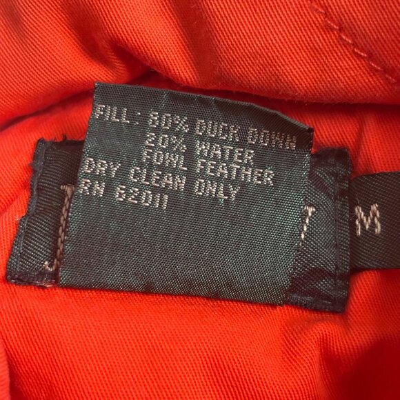 VTG 90s J CREW Quilted Duck Down Vest Gorpcore Neon Bright Hunter Orange Hunt M - Picture 5 of 5